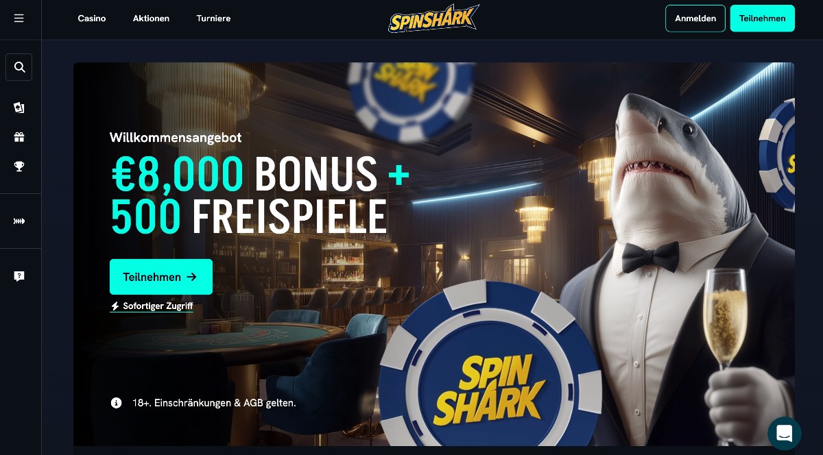 Wer auf Krypto- und Crash-Games steht, findet in Spinshark eines der besten Casinos ohne LUGAS, das zudem mit dem höchsten prozentualen Startbonus im aktuellen Vergleich für einen idealen Einstieg sorgt.