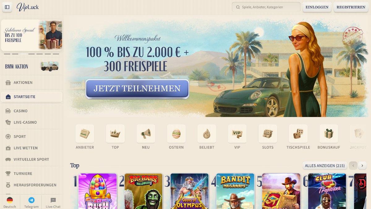 Für Fans von Rückerstattungen ist Vipluck das Highlight unter den Casinos ohne LUGAS, da es mit bis zu 25 % die stärkste laufende Cashback-Struktur im gesamten Live-Casino-Sektor bietet.